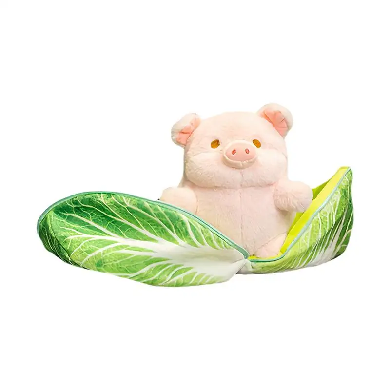 Stuffed Animals Chinese Cabbage Cuddle Zippered Hog Doll Soft Huggable Plush Hog Plush Throw Pillow for Boys And Girls Room