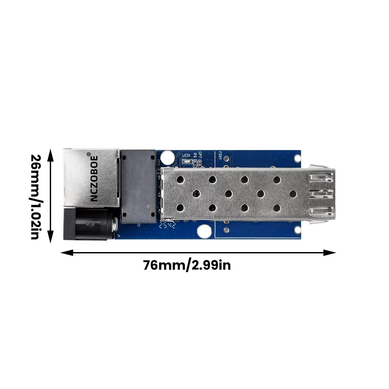 NCZOBOEMedia Converter Slot SFP Transceiver RPOE 5V-24V Input 1SFP Slot 1 RJ45 Ethernet Gigabit 1.25G Mini Reverse POE