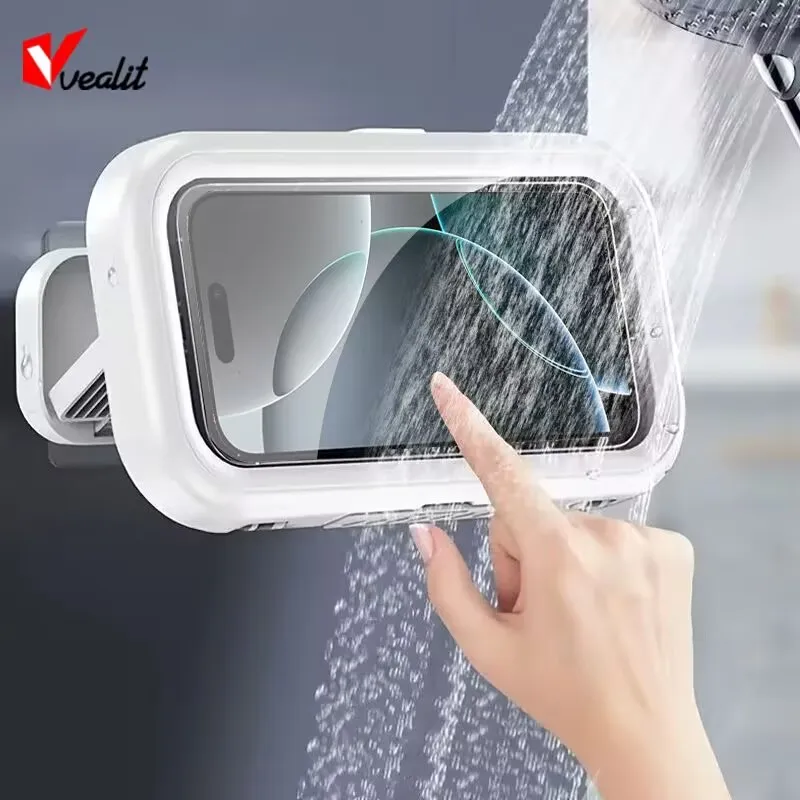 

Waterproof Bathroom Phone Holder Home Wall Mount Holder Adjustable Stand Touch Screen Phone Bracket Shower Sealing Storage Case