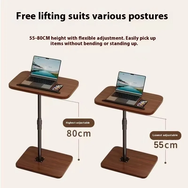 طاولة بجانب السرير متنقلة بارتفاع قابل للتعديل مع صينية كمبيوتر محمول ومكتب قائم دوار لأريكة السرير يستخدم مكتب دراسة محطة العمل المدمجة #6