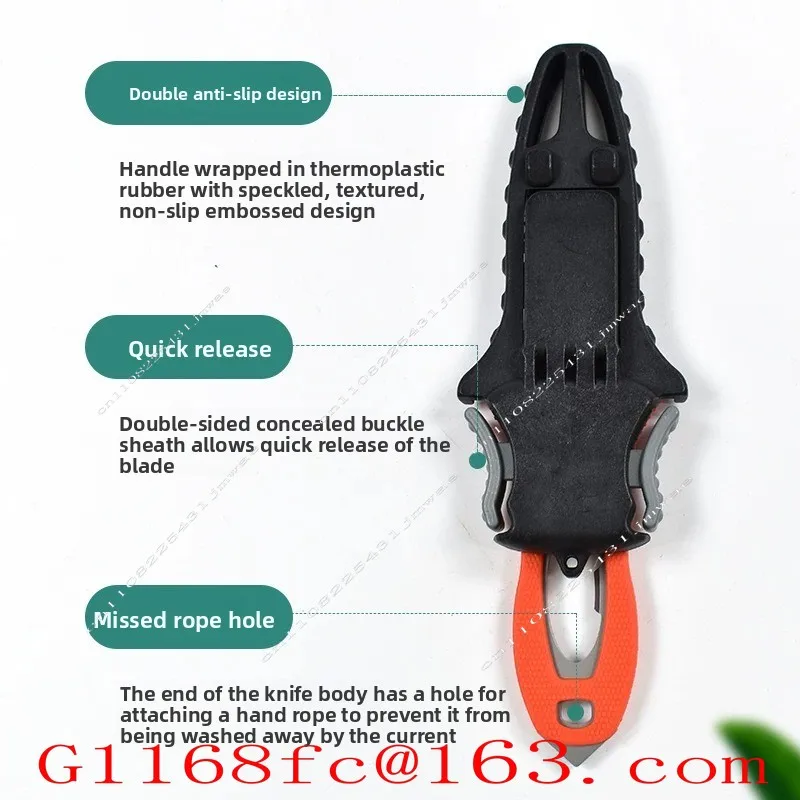 Water Rescue Knife, Outdoor Emergency Rope Cutter, Titanium Coated Multifunctional Life-saving Equipment