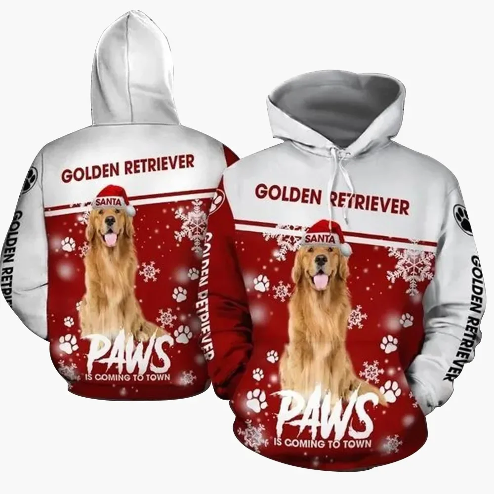 

HX Golden Retriever толстовки мужские 3D графические лапы Рождественская толстовка с животными пуловеры пальто кофты Harajuku мужская одежда