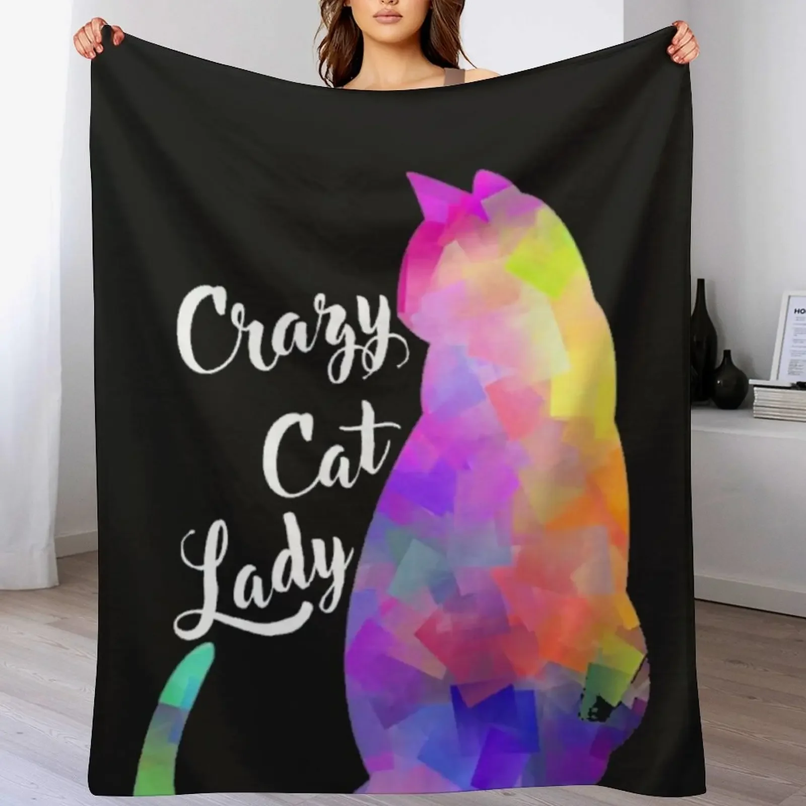 Crazy Cat Lady manta saco de dormir de felpa para mantas decorativas de sofá