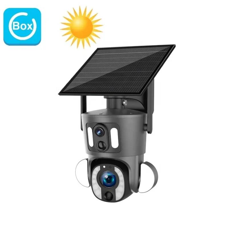 

10X Optical Zoom Dual Lens 3K 6MP Ubox Wireless WIFI Solar CCTV Camera Rechargeable Battery 4G SIM Card Solar Camera
