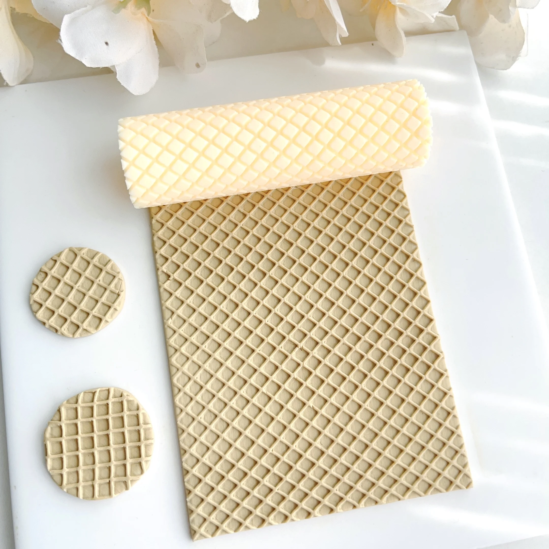 Ice Cream Biscuit Pattern| Polymer Clay Seamless Texture Roller  Soft Pottery Earring Polymer Clay Cutter Roller Texture Polymer