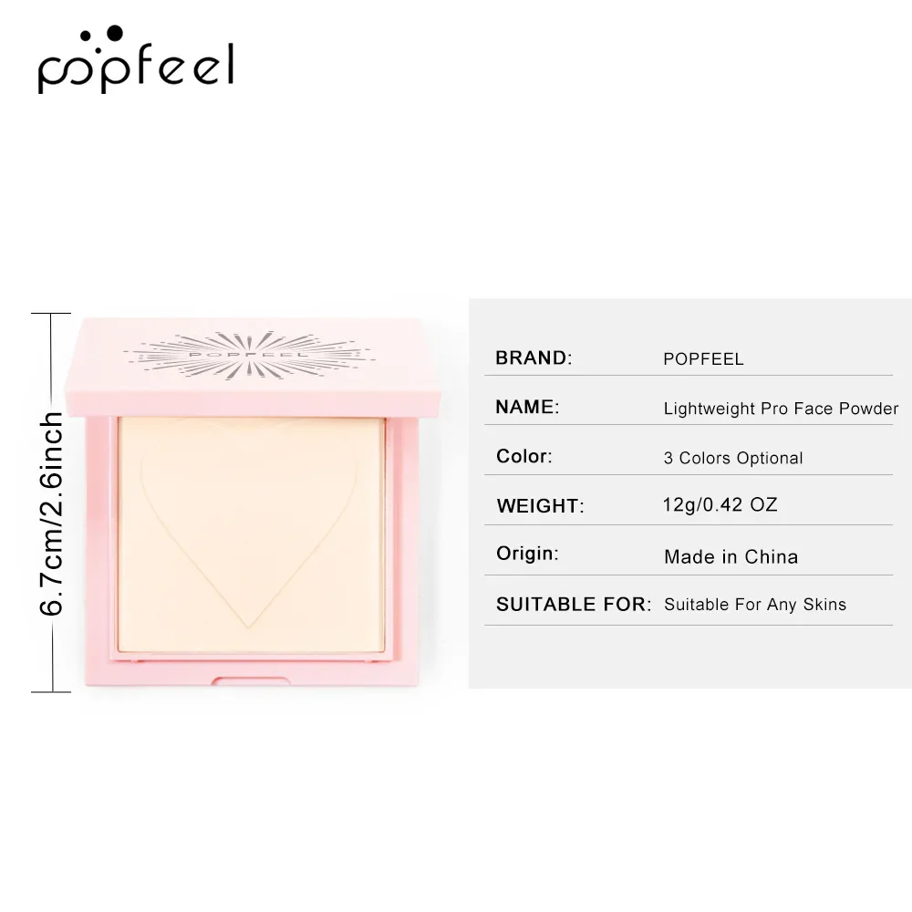 Popfeel-Poudre de maquillage pour le visage PMurcia, fond de teint durable, contrôle de l'huile, réglage compact, cosmétique, meilleure connaissance, 24 heures