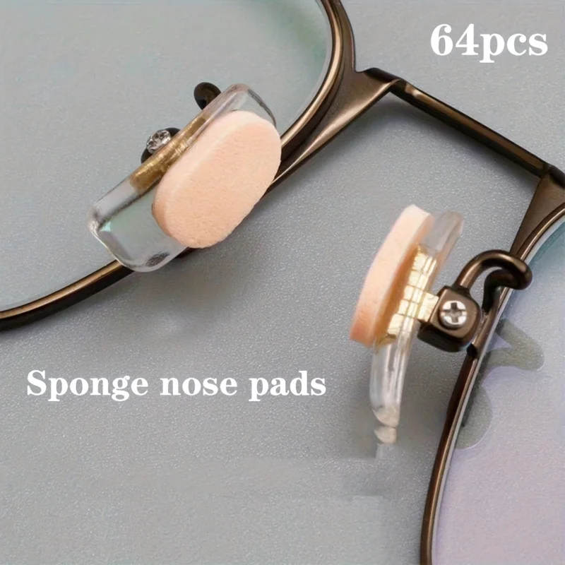 64Piece EVA Foam Eyeglass Nose Pads 1.5mm Super Soft Non-slip Anti-dent Pressure Relief Nose Bridge Self-adhesive for All Glasse