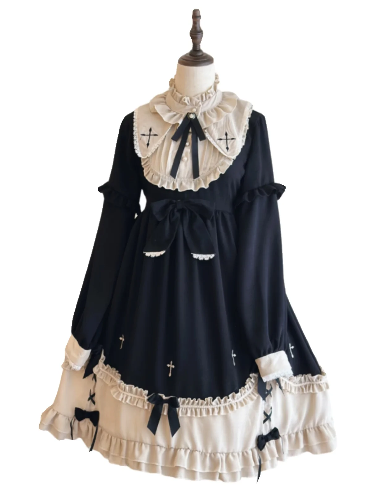 Lolita Retro Dress Autumn/winter L-3xl Daily Lolita Long Sleeved Op Dress Cos Loli Gothic Girl Dress