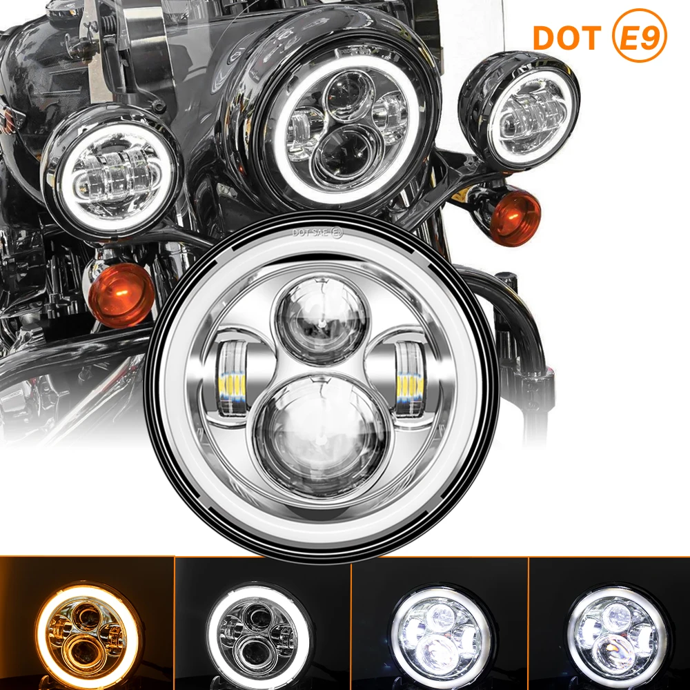 Faro LED clásico de 7 pulgadas para motocicleta Harley, Yamaha, Honda, faro LED de 7 pulgadas, lámpara LED para motocicleta, Cafe Racer, DRL, faro H4