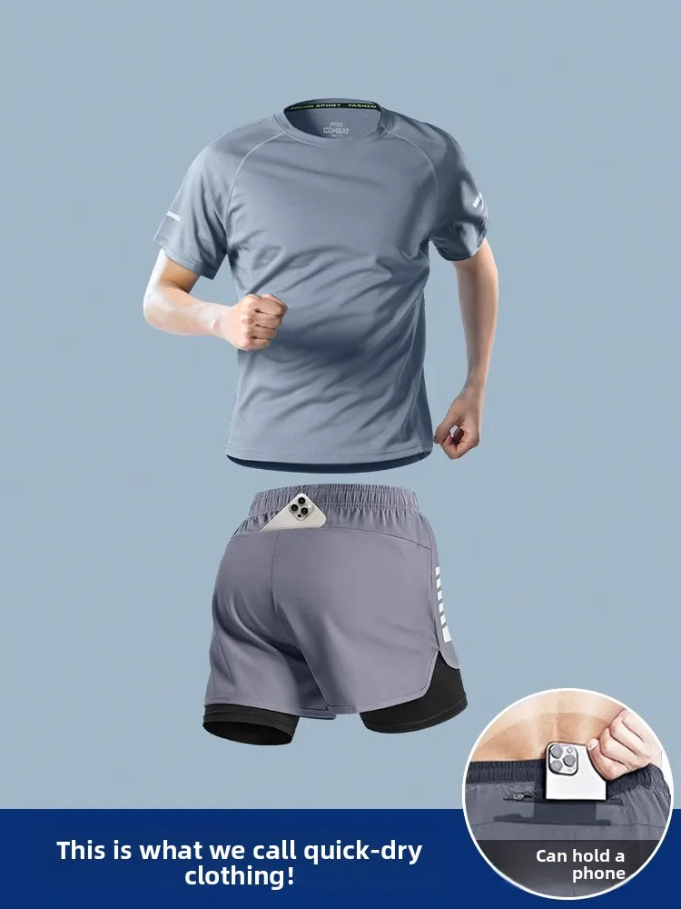 

High-End Qui-Dry Running Sportswear Set Men's 2026 New Summer Fitn ort Sve T-irt orts Youth Casual Wear