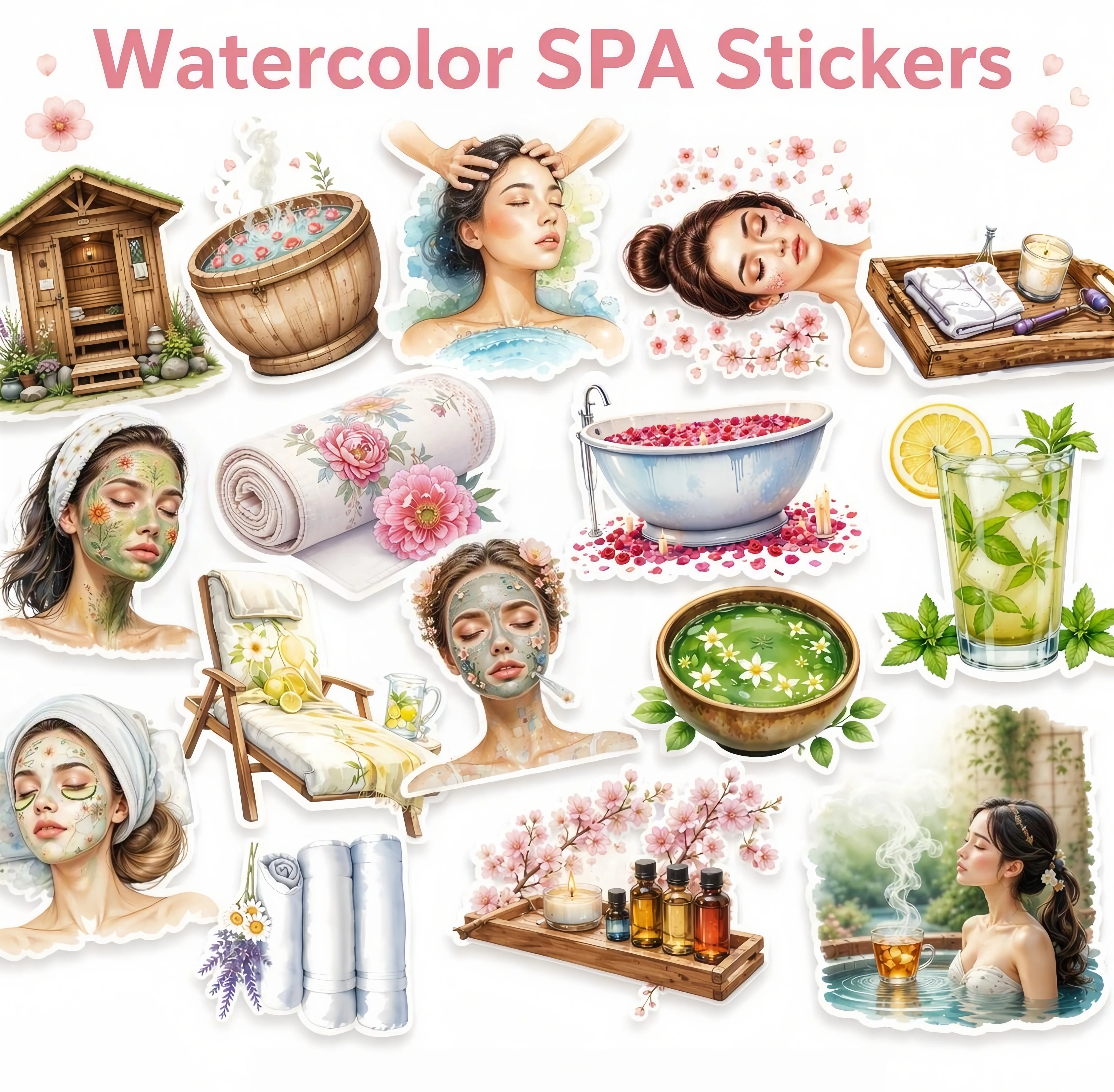 16pcs Hand Account beauty spa skin care facial mask girl Stickers Butterfly Egirl Diary Album Mobile Phone Shell Decoration