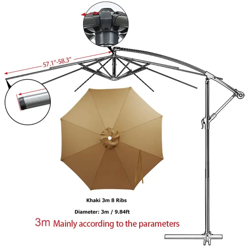 Polyester Umbrella Replacement Canopy 10ft Diameter Waterproof Replacement Umbrella Cover 6 /8Ribs Round Patio Umbrella Canopy