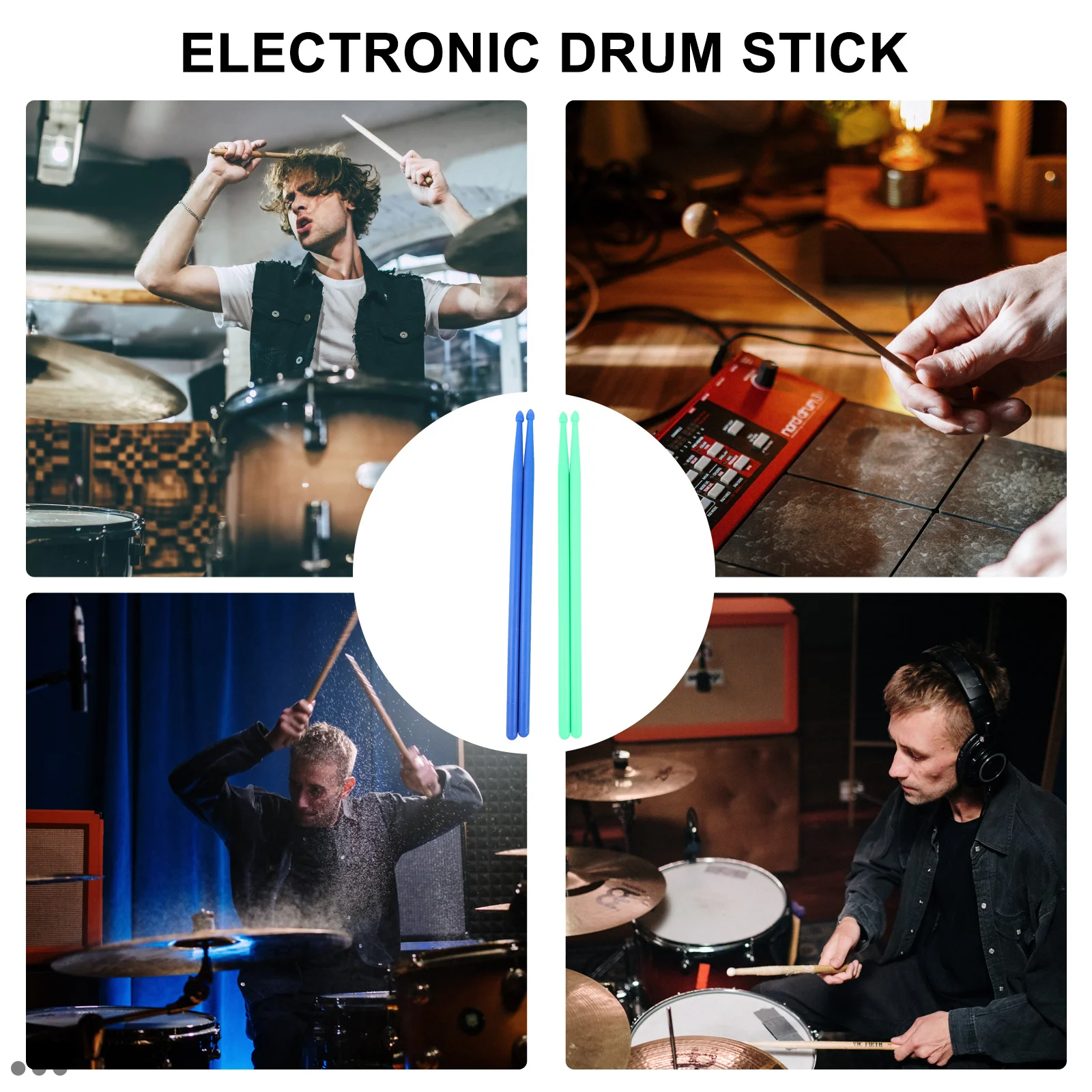 

2Pairs Nylon Electronic Drum Sticks Non-Slip Surface Perfect for Daily Practice Bars Cafes Concerts Performance