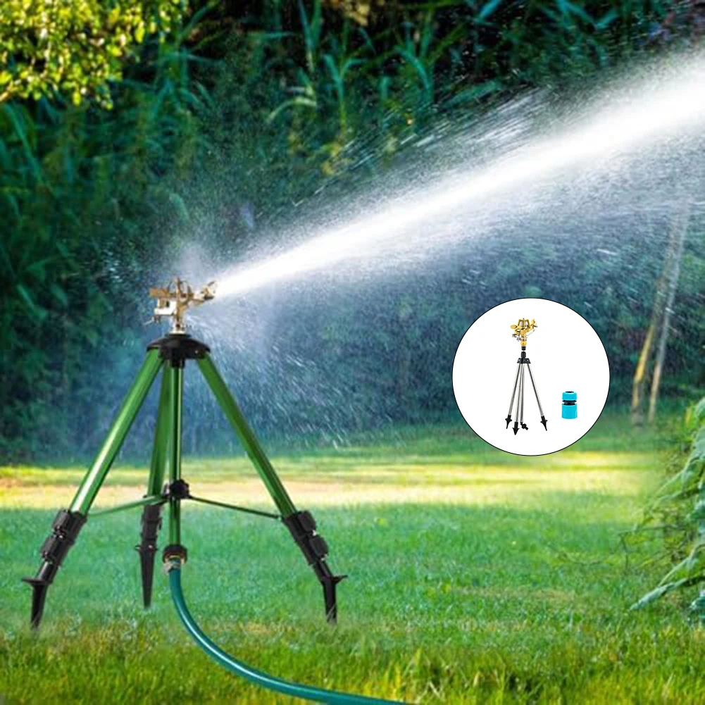 Arroseur rotatif à 360 degrés, support télescopique en acier inoxydable pour grande surface de jardin, système d'irrigation automatique