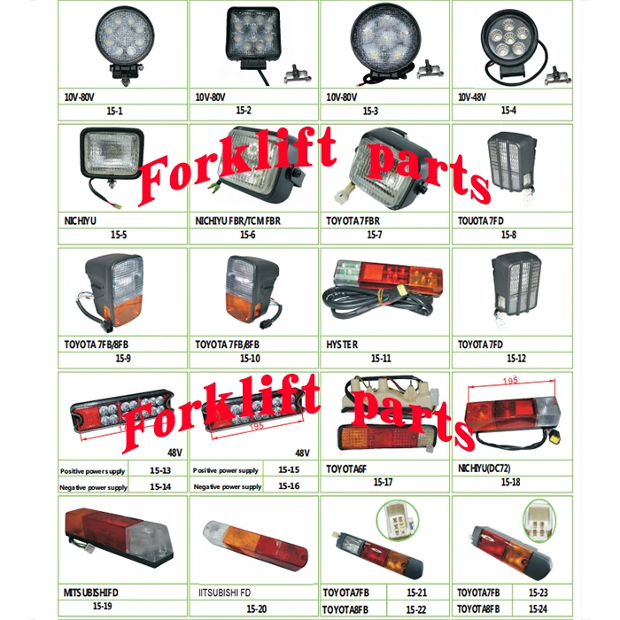 Forklift parts forklift engineering lights LED headlights 9 lamp beads round 12-80V waterproof high brightness