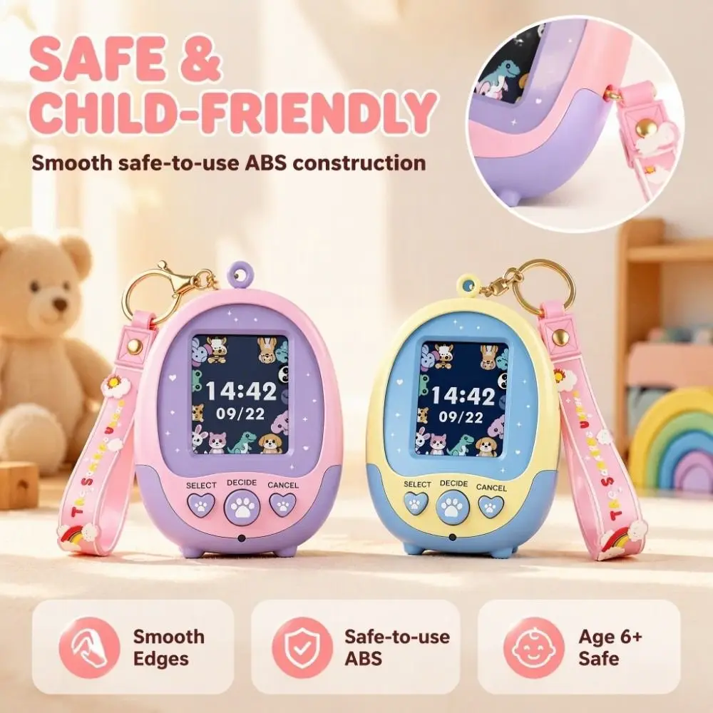 Game Color Screen Virtual Pet Keychain Mini LCD Screen Pet Game Console Electronic Educational Mini Electronic Pet Kids