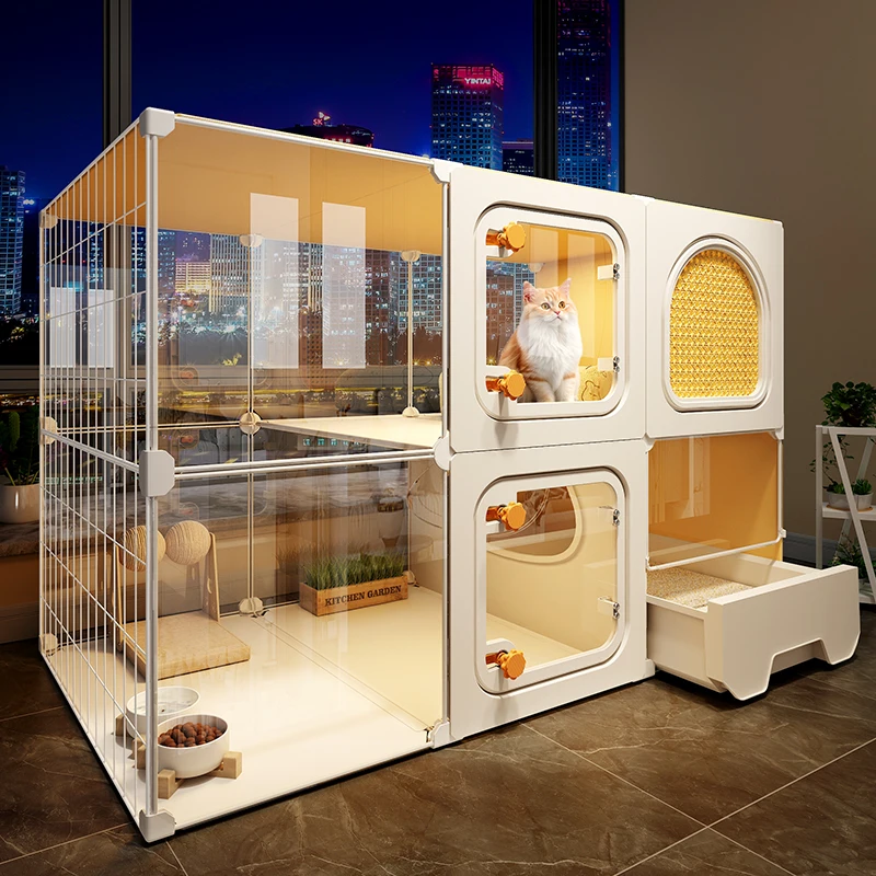 

Large free space household cat nest toilet integrated one bedroom one living room one bathroom cat villa