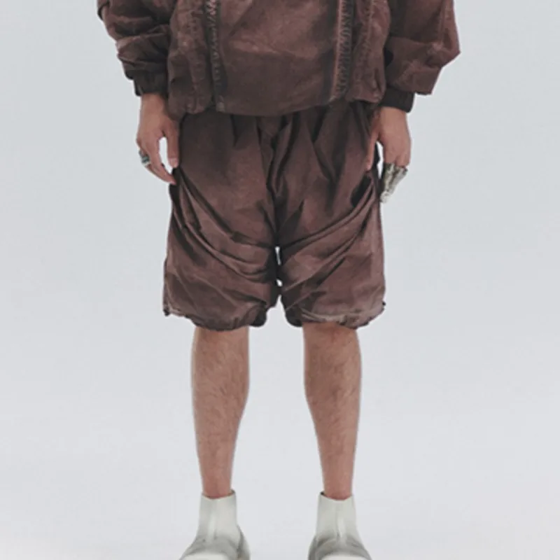 

Wasteland Style High Street Avant-Garde multi-level Pleated Shorts Man