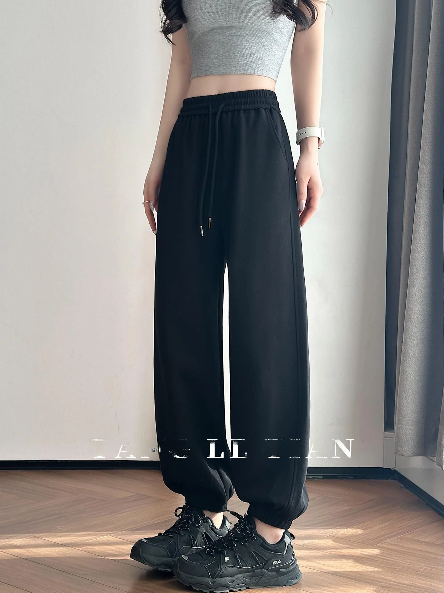 White Grey Sports Pants Women's 2026 New Style Spring Autumn Small Size Super Beautiful Nine Points Casual Sweatpants