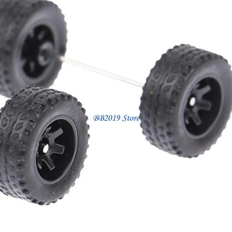 Q0KB 4 czarne koła zamienne z osiami do odlewanych ciężarówek z zabawkami w skali 1/64