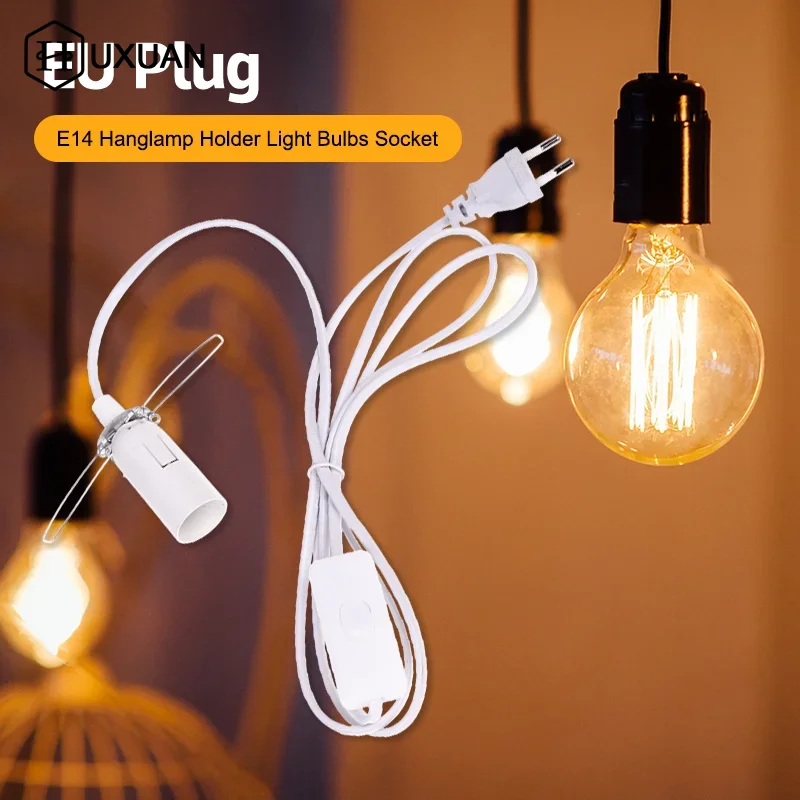 

EU Plug E14 Hanglamp Holder Light Bulbs Socket With Switch Wire 1.55m Power Cord Cable For Pendant Fixture Hang Lamp