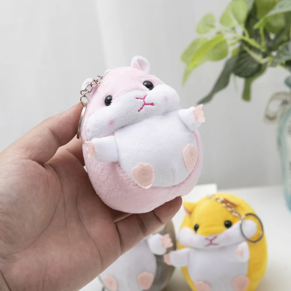 10cm Plush Hamster Keychains Toys Stuffed Hamster Cute Pompom Fluffy Trinkets Car Handbag Pendant Kawaii Plush Keychain