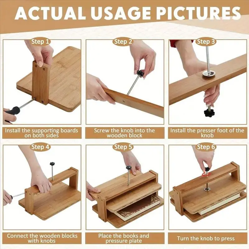 Binders & Stitchers Binding Equipment Manual Bamboo Book Press Machine, Office DIY Handmade Bookbinding Flattening Binding Board