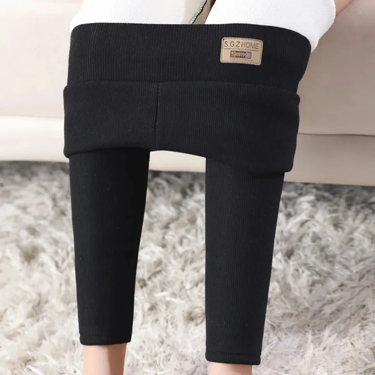 Frauen Lamm wolle Hosen neue Herbst Winter hoch taillierte Legging für Frauen schlanke warme Stretch einteilige Fleece Herbst hose weiblich