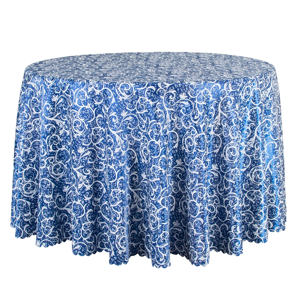 1PCS Luxury Polyester Jacquard Blue Tablecloth Round Big Size Hotel Banquet Party Dining Table Linens Decor Square Table Covers