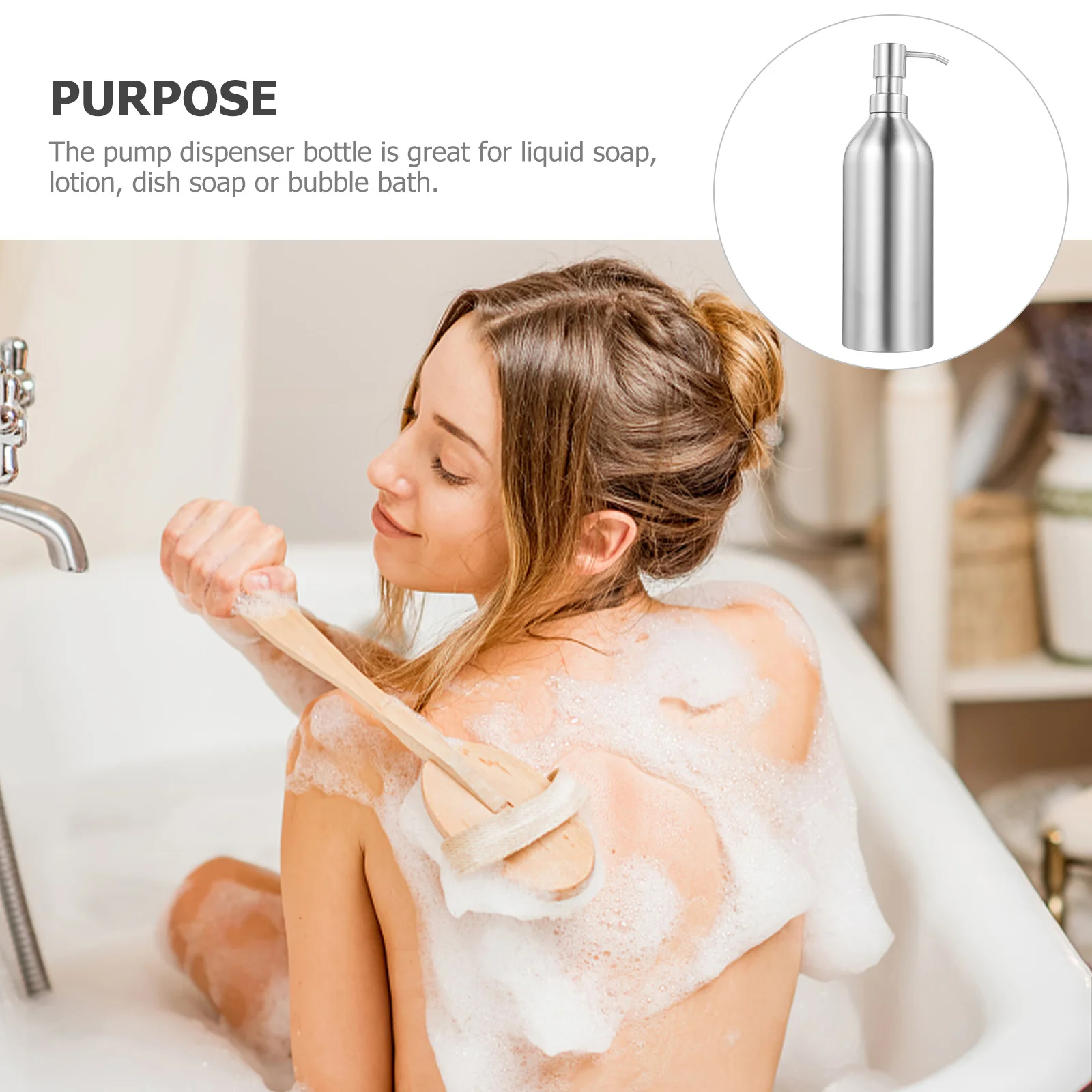 

Refillable Soap Dispenser with Pump Stainless Steel Press Type Bottle for Hand Soap Shower Gel Dish Liquid Bathroom Decor