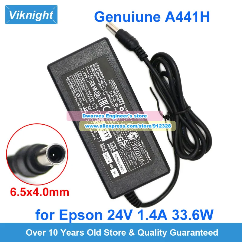 Genuine 24V 1.4A 33.6W AC Adapter U1000EA Laptop Charger For EPSON A441H Power Supply 6.5x4.0mm