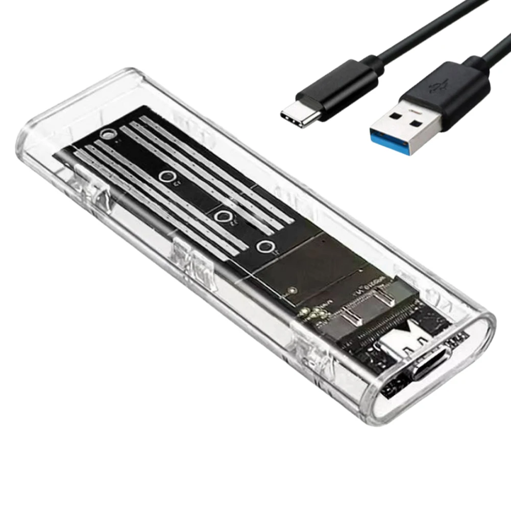 

M.2 NGFF SATA Type C USB 3.1 Hard Disk Box 10Gbps Transparent External SSD Case Hard Disk Case for 2230/2242/2260/2280