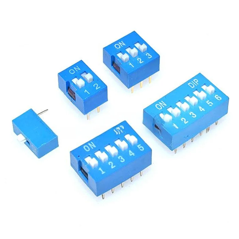 10 Uds 2,54mm interruptor DIP rojo/azul 1P/2P/3P/4P/5P/6P/8P/10P posiciones palanca plana de orificio pasante