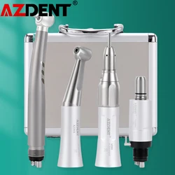 Azdent Dental LED High & Low Speed Handpiece Kit Straight Contra Angle Single Water Spray Air Turbine 4 Hole 2 Hole Push Button