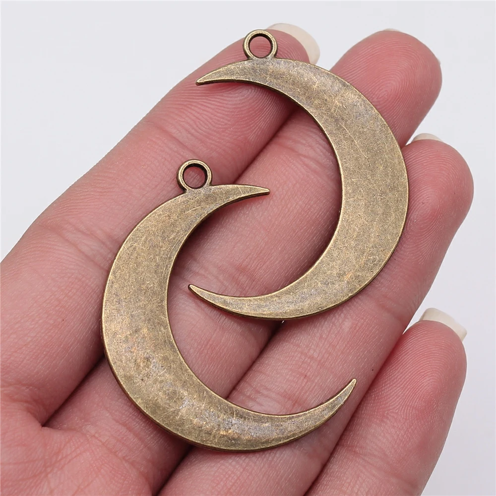 WYSIWYG 4pcs 43x32mm Jewelry Making DIY Handmade Craft Charms 4 Colors Big Crescent Moon Pendant Charms