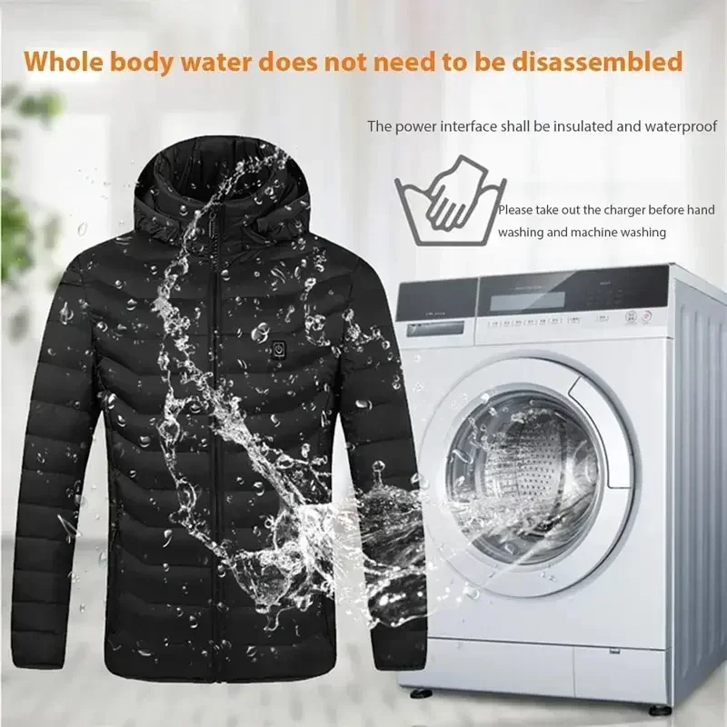 Men's Zone 21 Heated Jacket Winter New Cold Resistant USB Electric Smart Heating Outdoor Ski Hooded Heating Coat Men Down Jacket