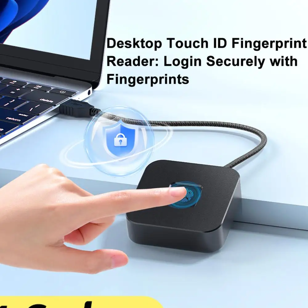 For Windows Hello 10/11 Fingerprint Reader with 5ft Cable Portable USB Fingerprint Logger Biometric Fingerprint Login Reader