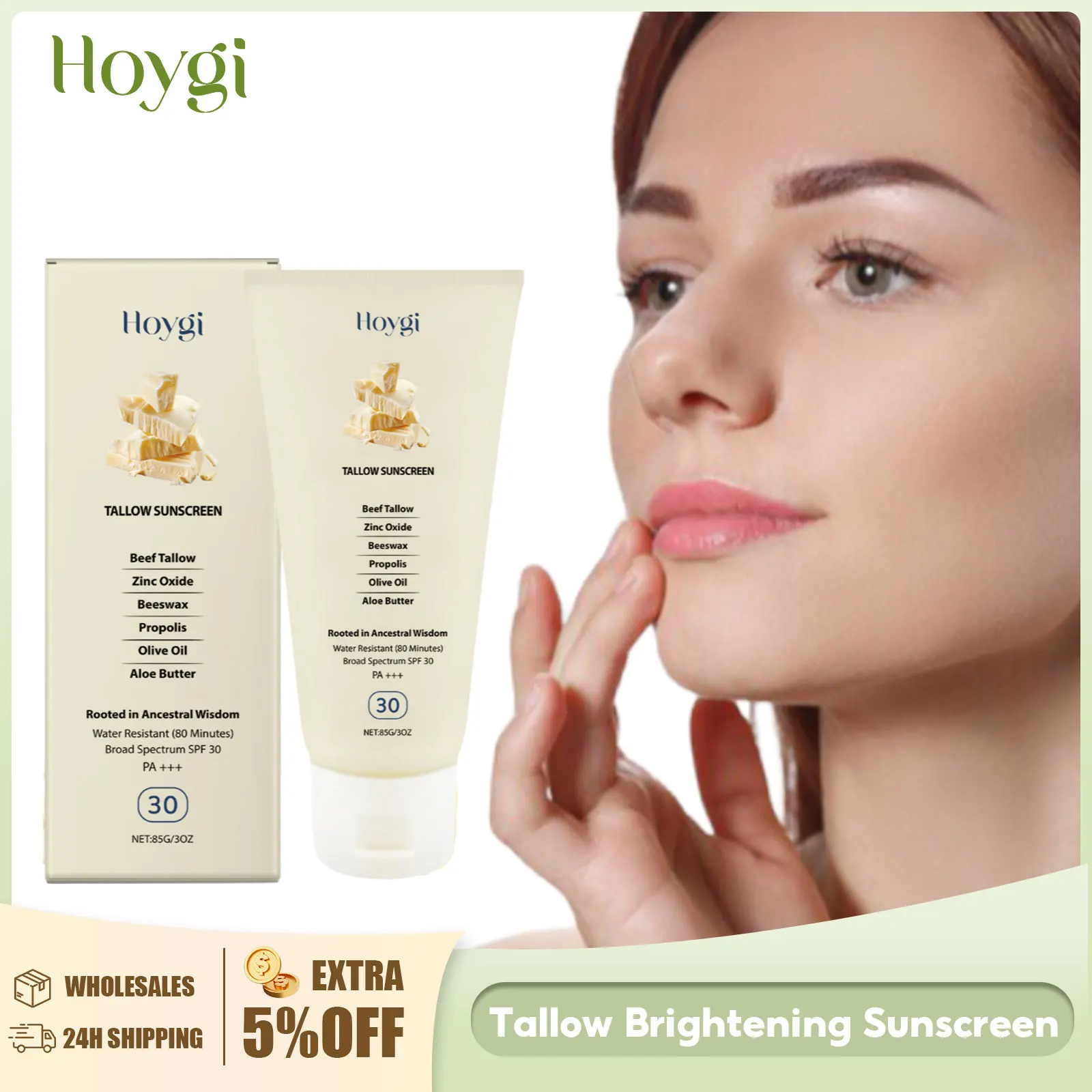

Tallow Brightening Sunscreen Spf30+ Anti Sunburn UV Long-Lasting Sun Protection Waterproof Moisturizing Face Sunscreen Product
