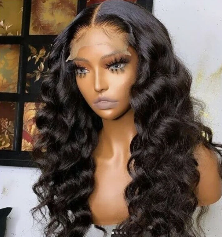 Lace Front Long Body Wave Wigs Black Synthetic Sexy Charming Heat Safe Daily