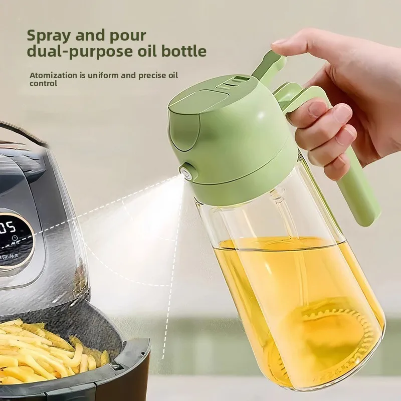 Multifunctional oil spray pot Glass model Household spray-down dual-purpose two-in-one large-capacity press oil pot