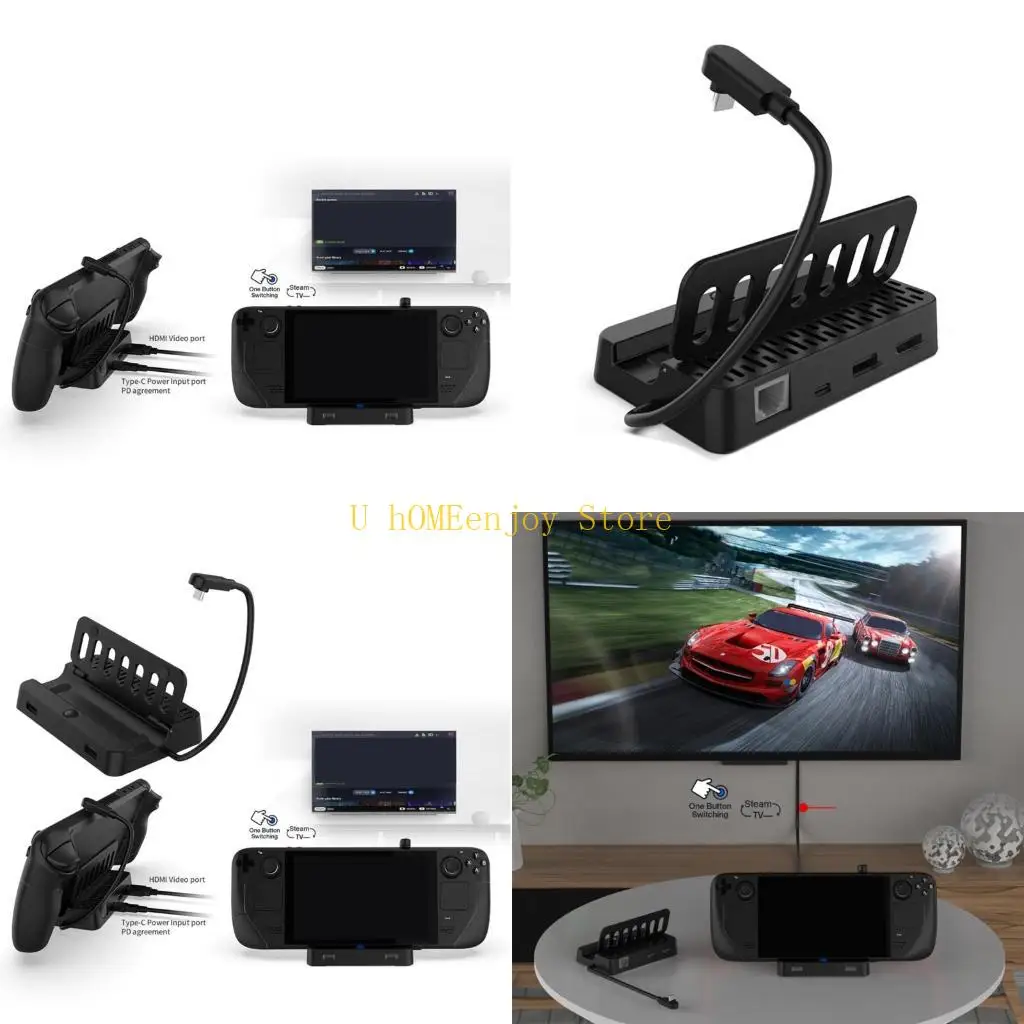 B0KF Game Console Docking Station Base Stand Hub Holder حامل Dock لـ SteamDeck