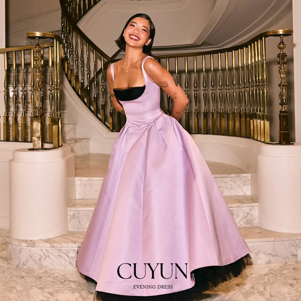 Sukienki na studniówkę CUYUN z kwadratowym dekoltem, bez rękawów, szyte na miarę, linia A, satynowa sukienka na przyjęcie urodzinowe, suknia wieczorowa na specjalną okazję.