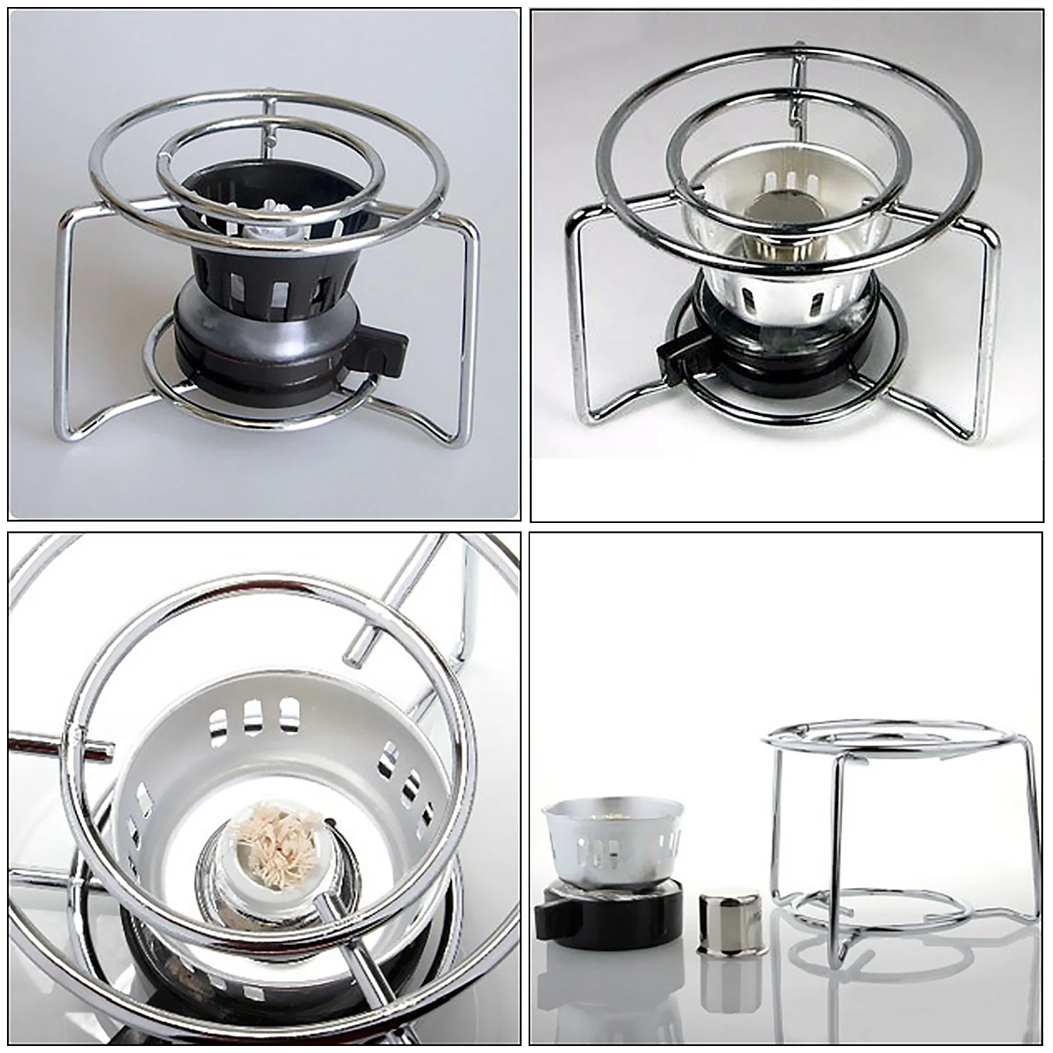 Behogar Stainless Steel Teapot Tea Pot Coffee Warmer Holder Stand Candle Alcohol Lamp Heating Stove Holder