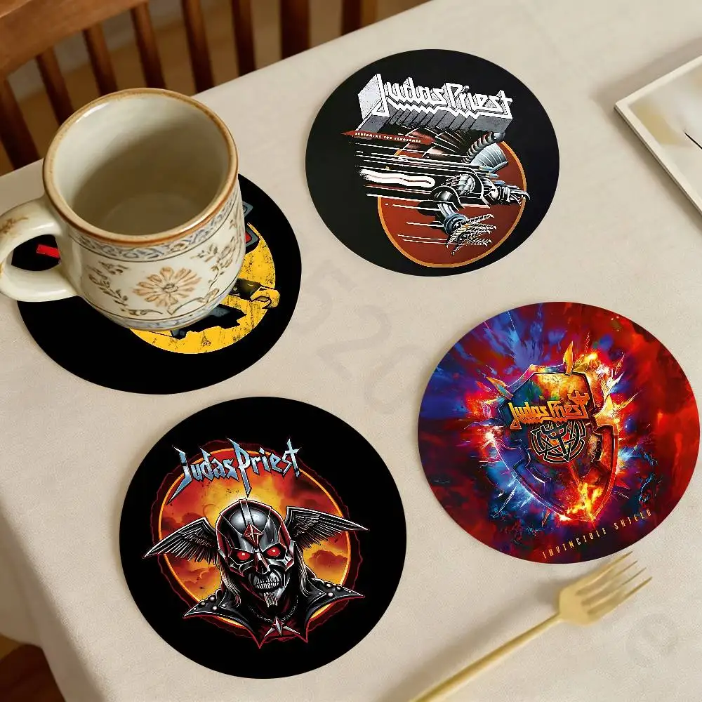 

J-Judas P-Priest Wooden Coaster Set Coffee Teacup Decoration Coffee Shop Beverage Shop Family Restaurant