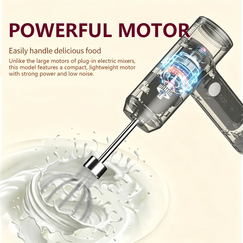 Hold the Milk Frother, the Portable Egg Liquid Mixer, the Three-Speed Egg Mixer, Kitchen Tools, Suitable for Coffee and baking. view 2