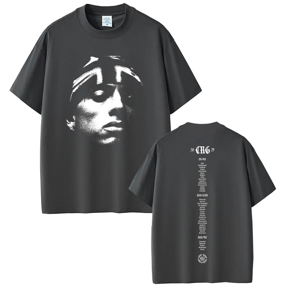 Customization Rapper Central Cee Face Graphic T Shirt CAN'T RUSH GREATNESS World Tour 2025 T-shirt Men Women Hip Hop Fashion Ove
