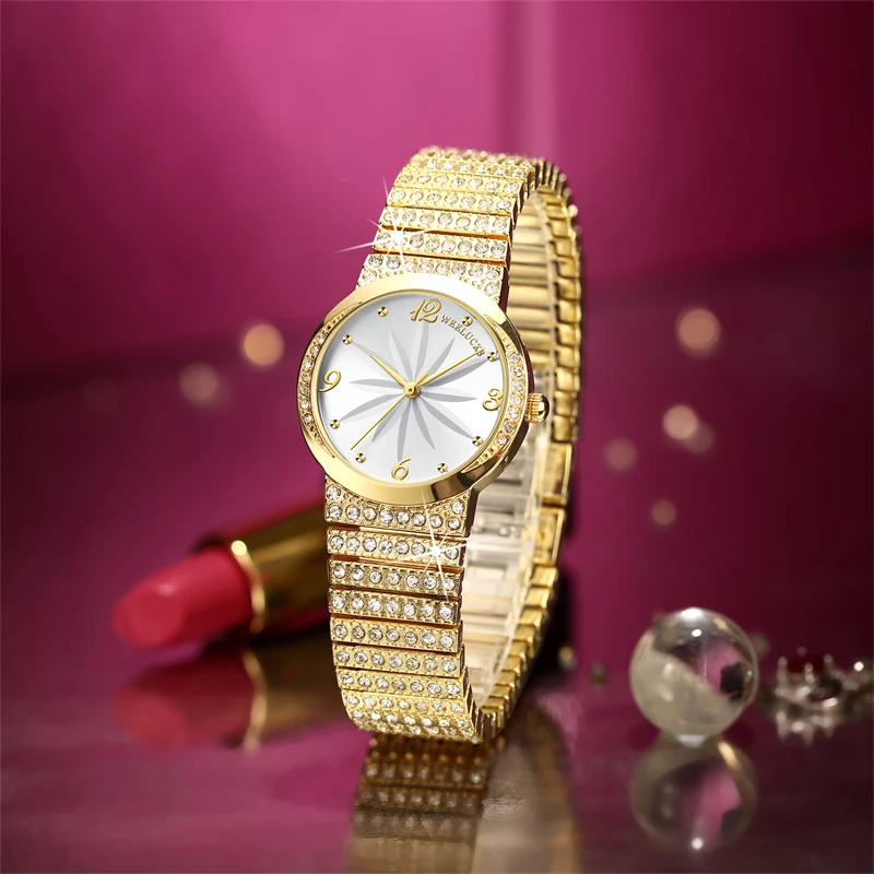 WEELUCKS K1001 Women\'s Watch Luxury Quartz Watches Full Diamond Band 3ATM Waterproof Fashion Elegant Sports Women‘s Wrist Watch’