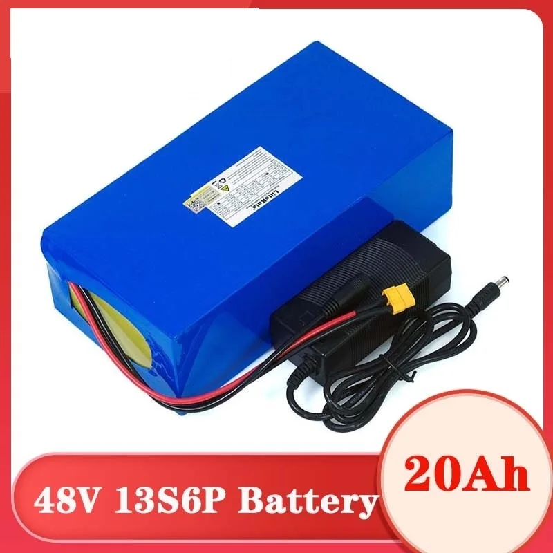 To 48V 20ah 13s6p Lithium Battery Pack 48v 200000mAh 2000W electric bicycle batteries Built in 50A BMS +54.6V 2A Charger