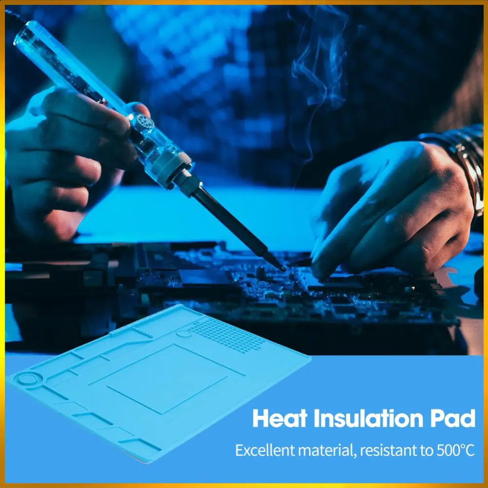 

Maintenance Insulation Pad Silicone Heat Resistant Soldering Mat Magnetic Electronic Repair Work Mat for Heat Gun Soldering Iron