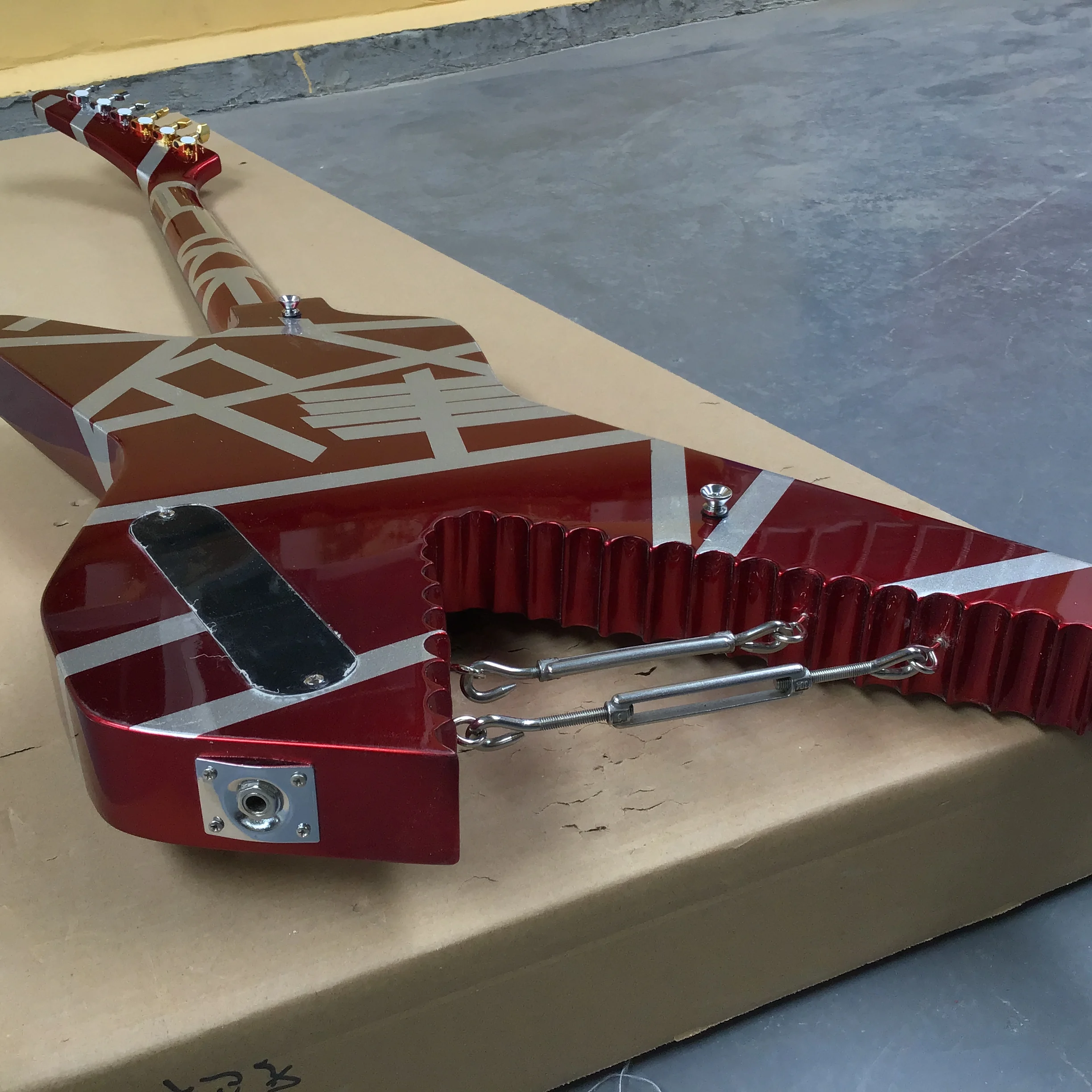 Red Shark Six-String Electric Guitar with H-H Pickups Fixed Bridge Musical Instrument with Spring